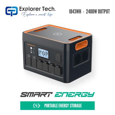 1843Wh outdoor power supply Modular portable energy storage battery Li-ion ternary battery supports 2400W AC output