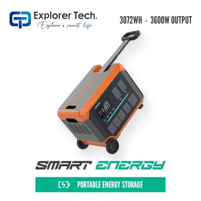 Movable 3072Wh outdoor power supply portable energy storage battery Li-ion ternary battery supports 3600W AC output