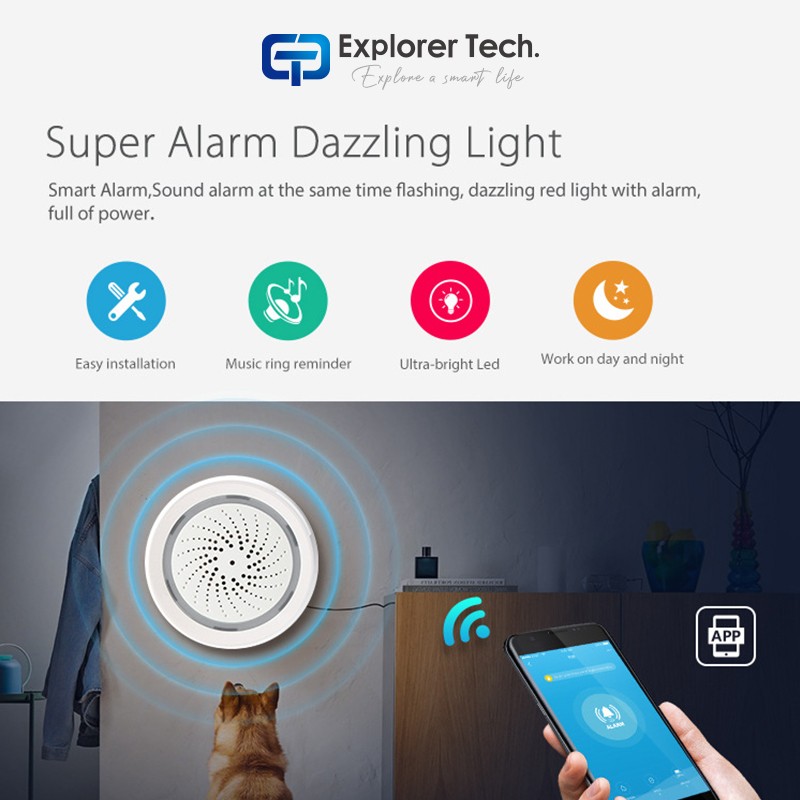 Smart alarm siren tuya wifi/zigbee audible and visual alarm smart home siren intelligent linkage PIR door sensor etc