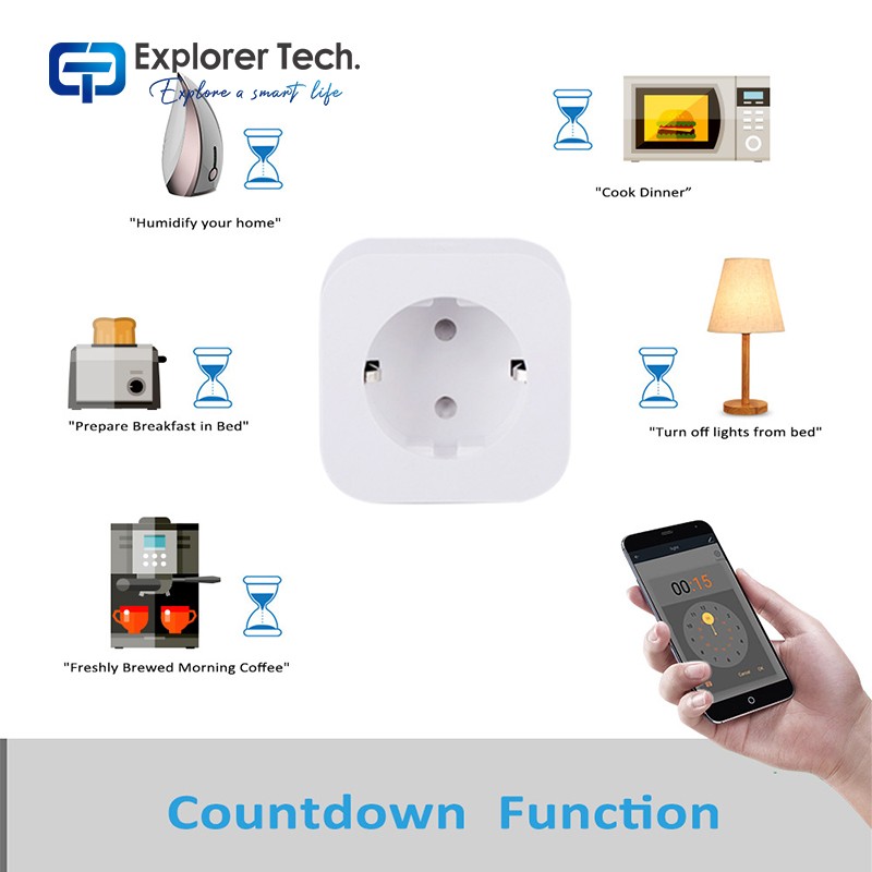 Smart home 16A European standard smart plug wifi power monitor smart outlet app remote control receptacle plugs