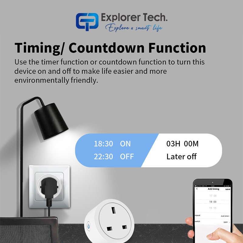 Smart home British standard 16A power monitor wifi zigbee single smart plugs remote control app timing control smart outlet