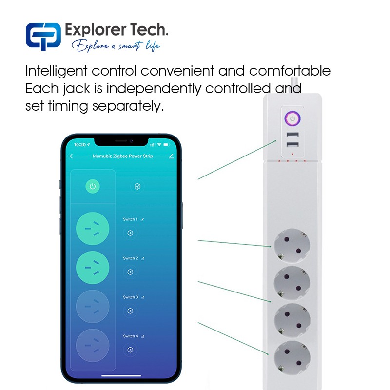 Smart home European standard plug strip socket app remote control zigbee Intelligent insertion power strip