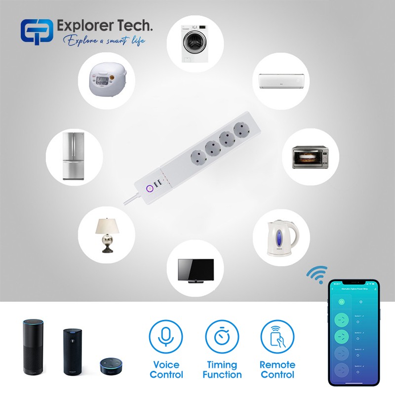 Smart home European standard plug strip socket app remote control zigbee Intelligent insertion power strip