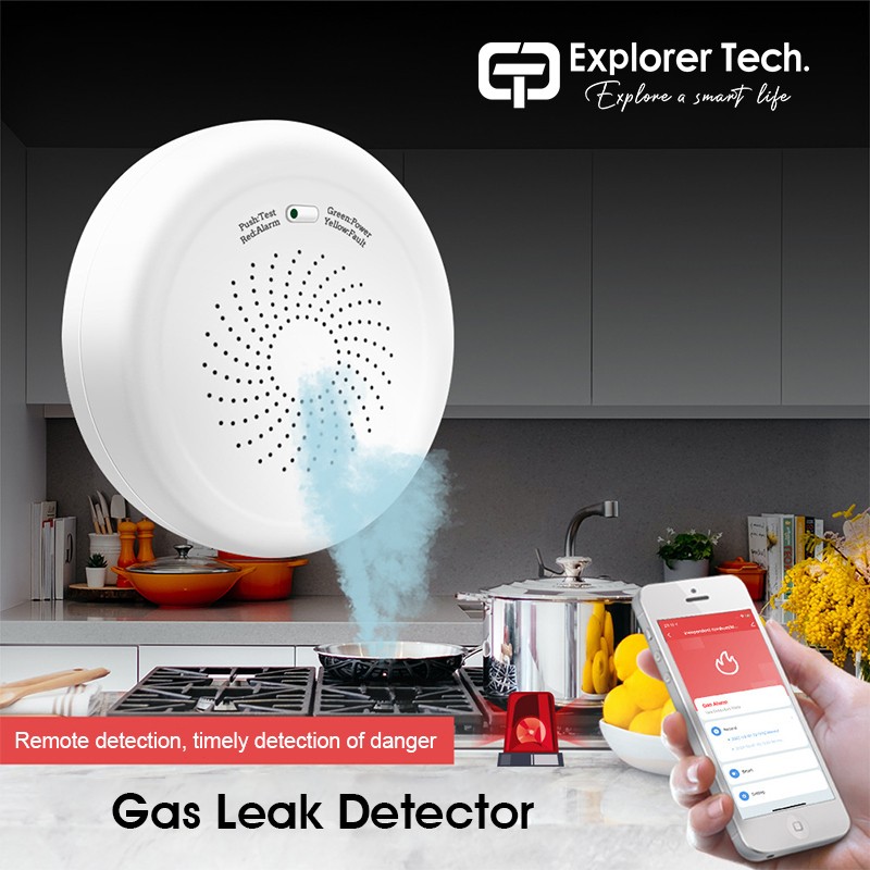 Smart home security gas leak detector zigbee combustible gas detection sensor Intelligent linkage gas valve with 70dB on-site sound alarm