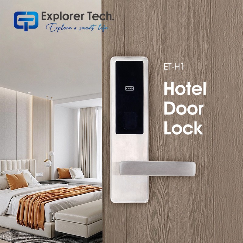 Smart hotel door lock system rfid card apartment stainless steel large battery door lock for wholesale