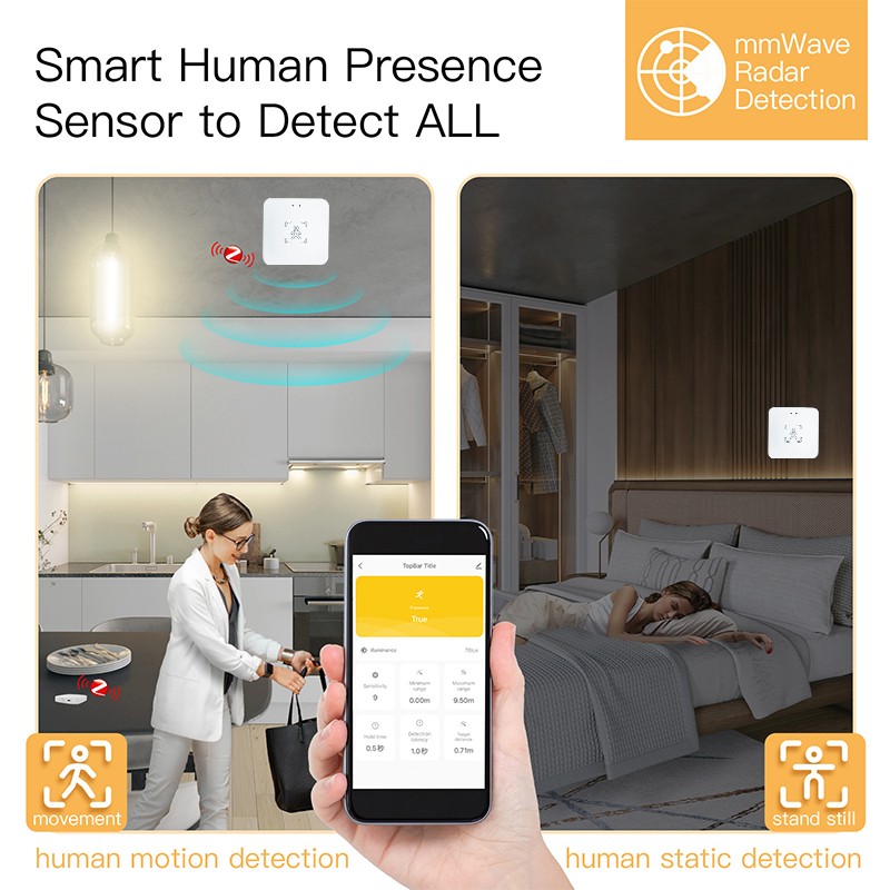 Smart human presence sensor zigbee millimeter wave radar human detection static detection motion detector