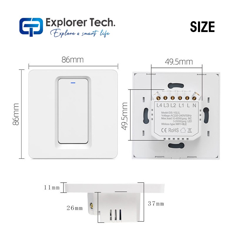 Smart mechanical button switch zigbee lighting intelligent switch smart house wifi app voice control 1/2/3 gang switch