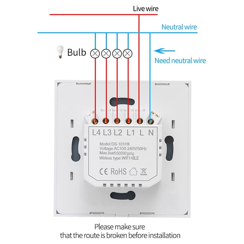 Tuya WIFI Smart Touch Switch, Smart Wall Switch, Voice Control and Remote Control, Smart Light Switch