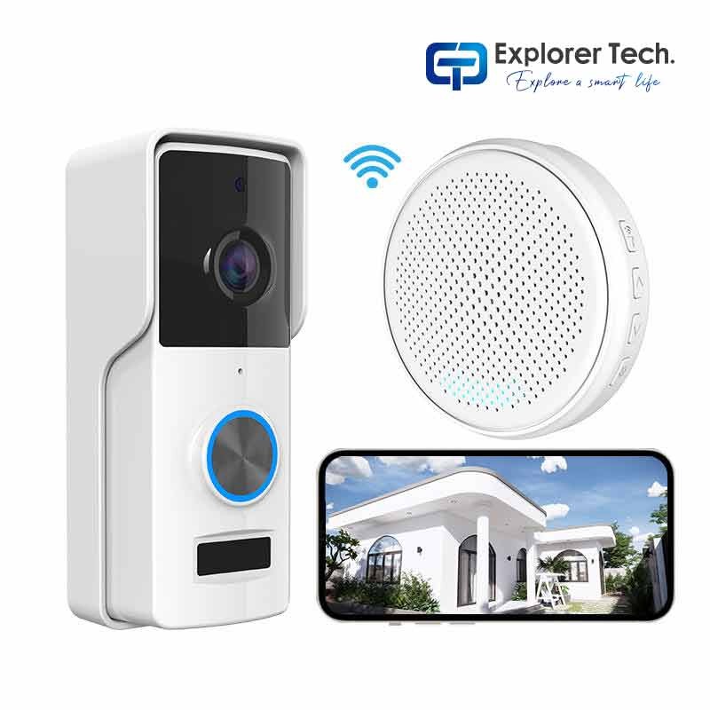 Tuya WiFi Doorbell Camera, Smart Home Doorbell, Wireless Intercon Door bell with Alexa, Battery & USB & AC 12-24V Powered, High Resolution 1080P