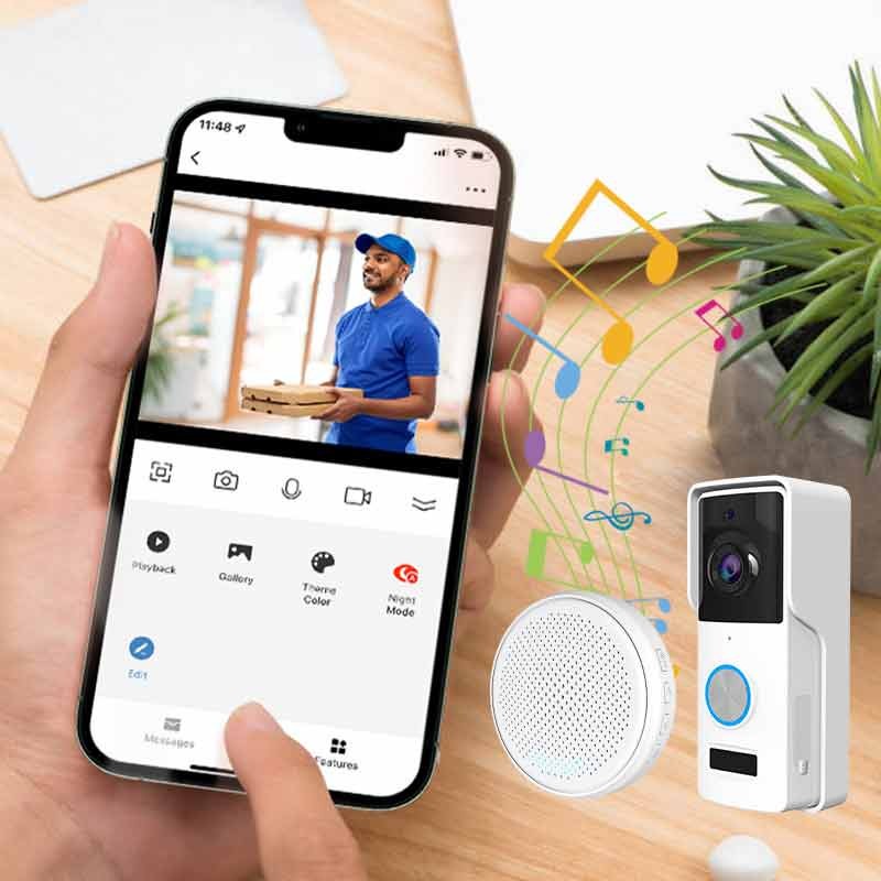 Tuya WiFi Doorbell Camera, Smart Home Doorbell, Wireless Intercon Door bell with Alexa, Battery & USB & AC 12-24V Powered, High Resolution 1080P