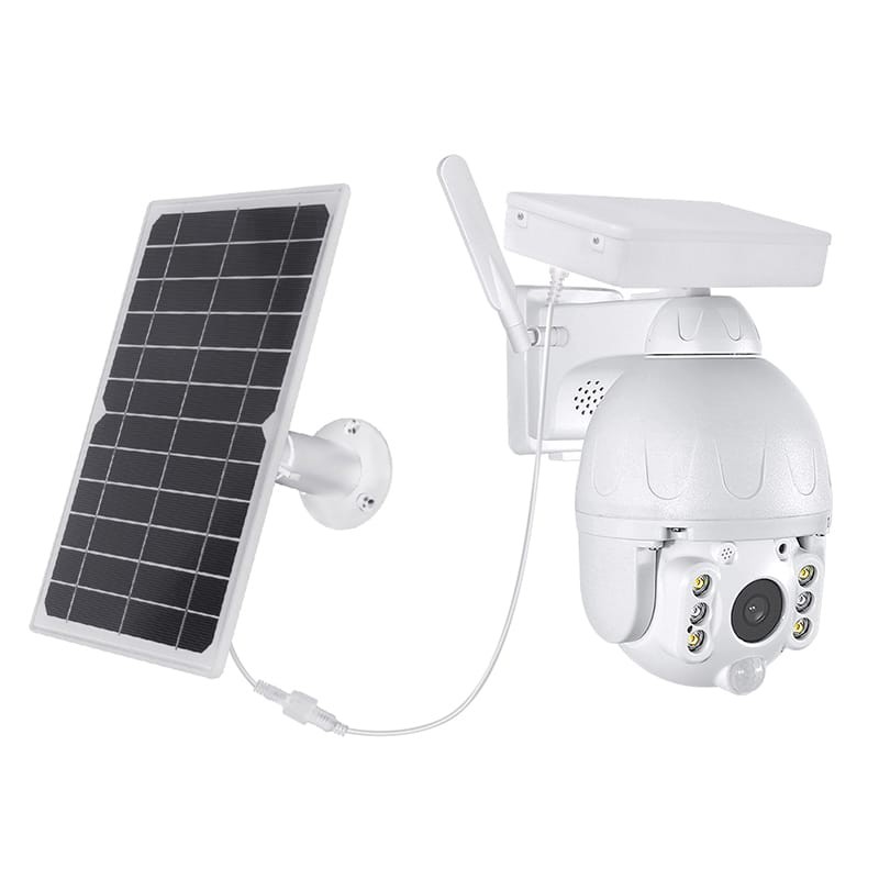 Wireless CCTV Security Outdoor Waterproof Metal IP Camera Solar Battery WiFi Camera Auto Tracking Floodlight PTZ Camera