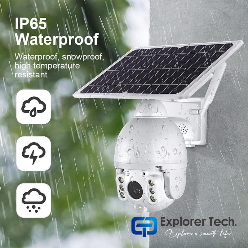 Wireless CCTV Security Outdoor Waterproof Metal IP Camera Solar Battery WiFi Camera Auto Tracking Floodlight PTZ Camera